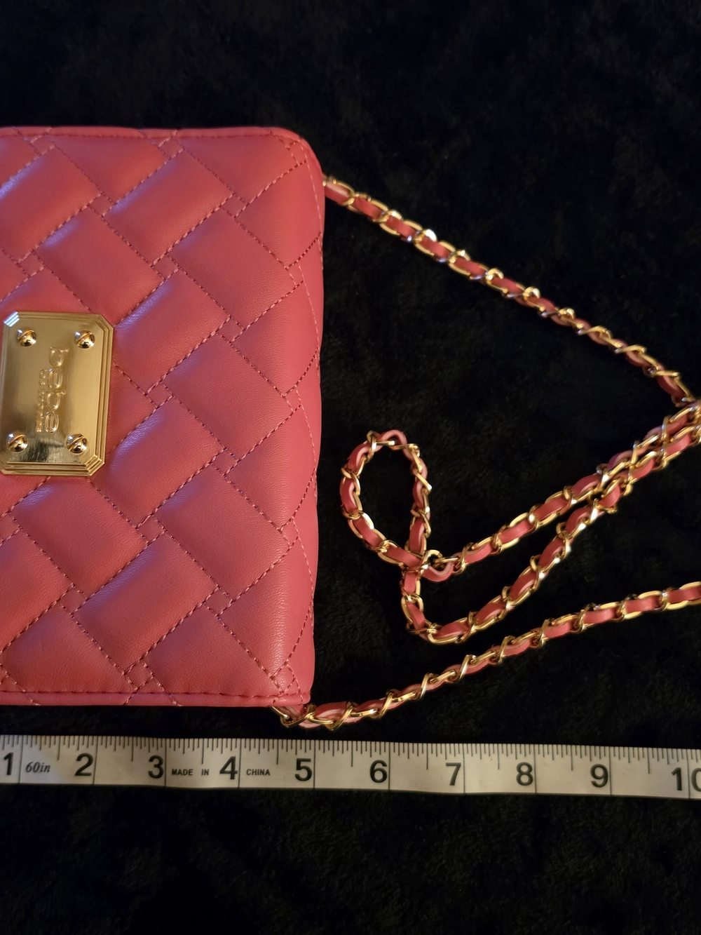 Bebe Quilted Barbie Pink Crossbody Bag with Gold Chain Strap NWT